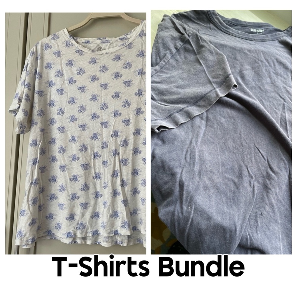 Blue Floral & Blue T-Shirt Bundle, 2-pieces